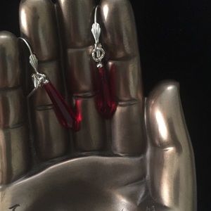 Lucite Drop Earrings in Red